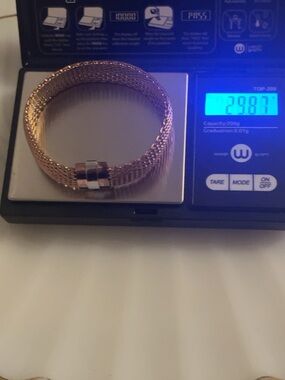 STEELTIME Gold Tone Woven Mesh Statement Bracelet 6.25”